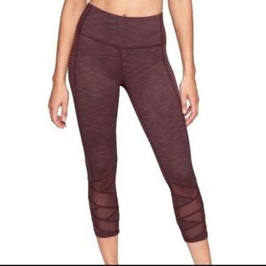 Athleta Jacquard maroon stretchy capri leggings sz medium